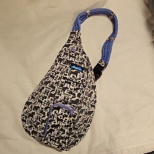 Kavu Black and Purple Patterned Rope Bag